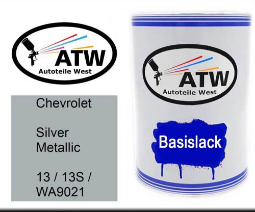 Chevrolet, Silver Metallic, 13 / 13S / WA9021: 500ml Lackdose, von ATW Autoteile West.